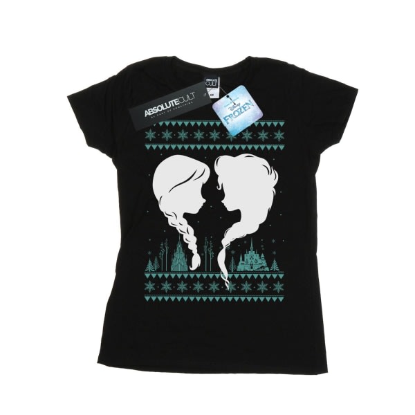 Disney Dame/Dame Frozen Christmas Sisters Bomuld T-shirt S Sort S