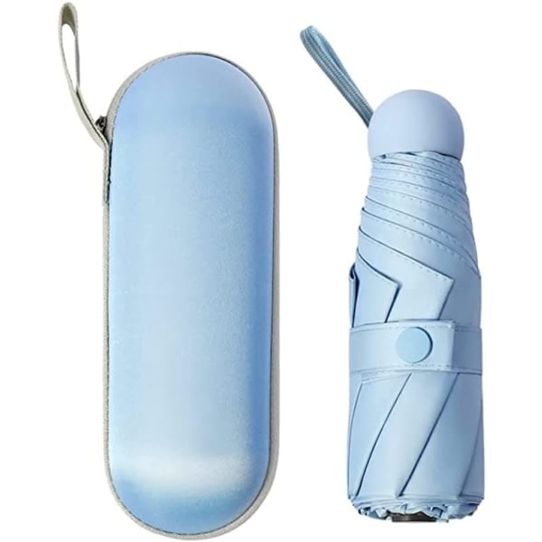 Minimatkasateenvarjo 8 kylkiluulla aurinkosuoja UV tuulenpitävä-sininen