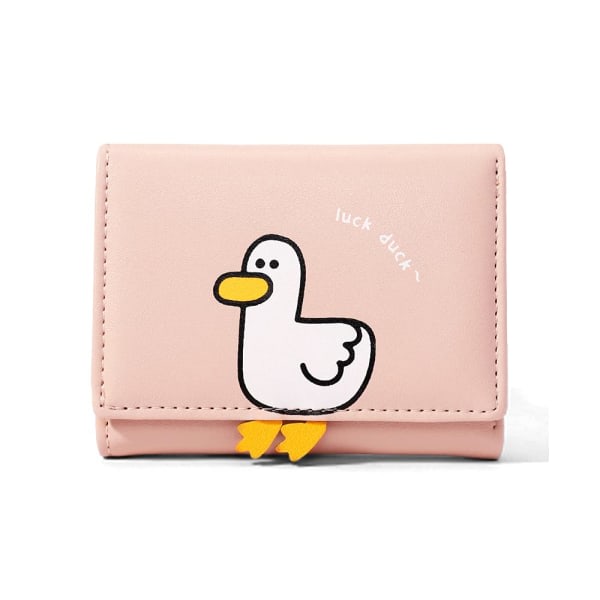 Søt 3D Duck Trifold-lommebok liten lommebok Cash Pocket Card Holder ID Vindusveske for kvinner (ROSA, DUCK PRINT)