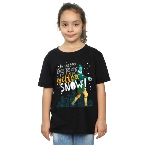 Elf Girls Yellow Snow Cotton T-Shirt 9-11 år Svart 9-11 år