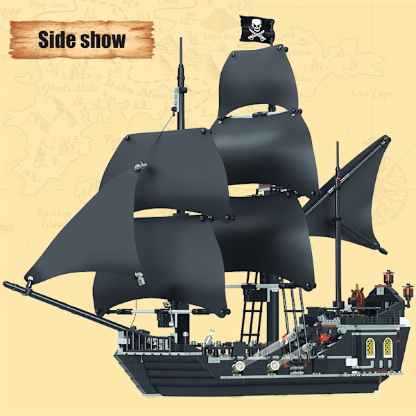 Svart Pearl Ship Pirate Ship Kompatibel med 4184 4195 Karibiska Modell Byggstenar Klossar Leksaker för Barn Födelsedag Julgåva Black Pearl