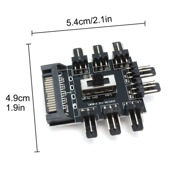 PC Fan Hub 12V PWM Hub, 8 Channel 3Pin PWM, CPU Bundkort Fan Connector Desktop Computer Cooling Bag Case, SATA Interface (8 Port SATA)