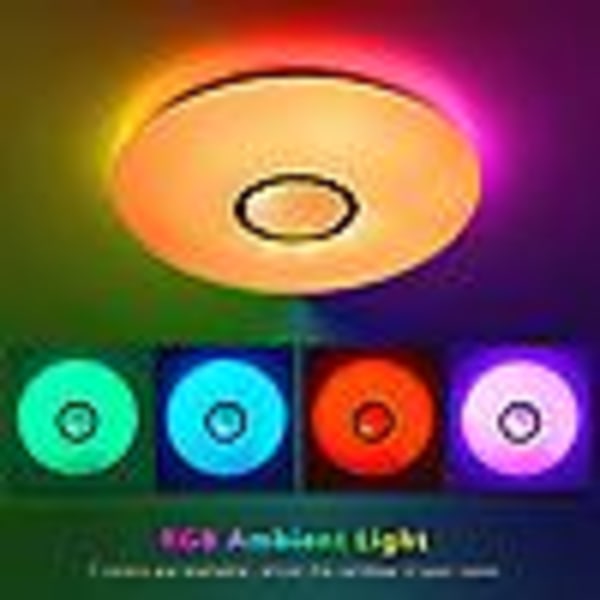 Farveskiftende LED loftslampe med Bluetooth og fjernbetjening Dæmpbar vandtæt badeværelsesbelysning