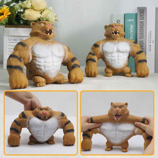 Tiger Legetøj, Sjovt Stretch Tiger Legetøj til børn og voksne, Squeeze Stress Tiger
