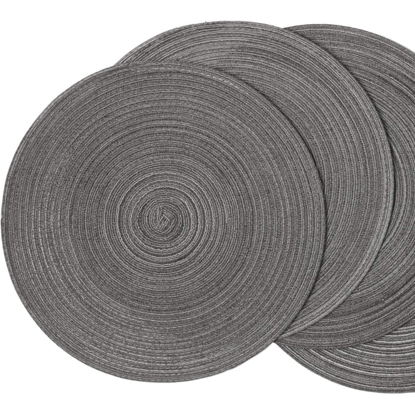 Vävda runda bordstabletter Set med 6,37 cm runda bordstabletter i bomull grå  8094 | grå | Fyndiq