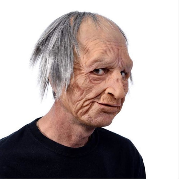 Halloween latexmask - gammal man dekor realistisk ansiktsmask för mänsklig rynka-XF1- C