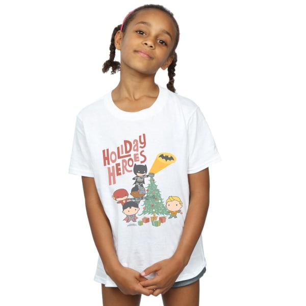 DC Comics Girls Justice League Holiday Heroes T-shirt i bomull 3- Vit 3-4 år