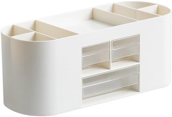 Pennställ Skrivbordsorganisatör 10 Fack Dubbla Lager Transparent Låda Vit white