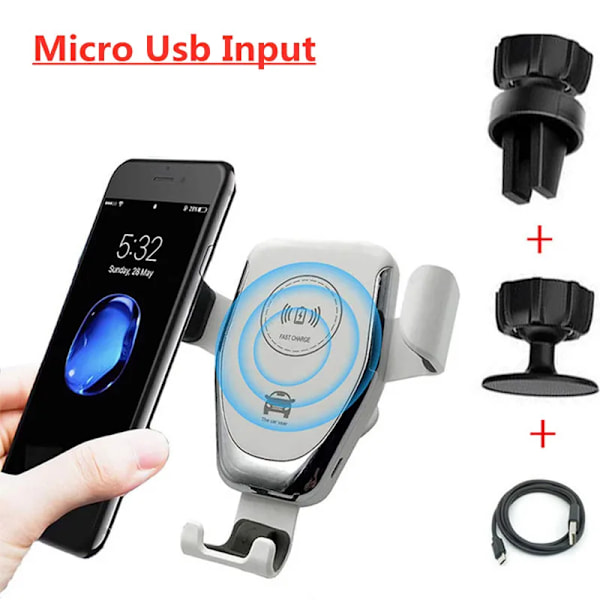 Trådlös billaddare bilhållare telefonhållare stativ för iPhone 15 14 13 12 Samsung S22 S21 Xiaomi Induktion snabbladdningsstation