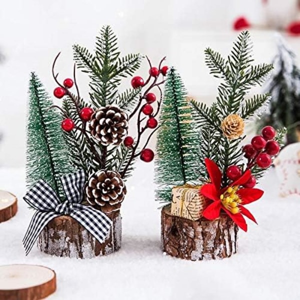 Mini juletræ Bordpynt Juleboligindretning Kunstige bær Fyrgrene Julefestpynt（kogler）