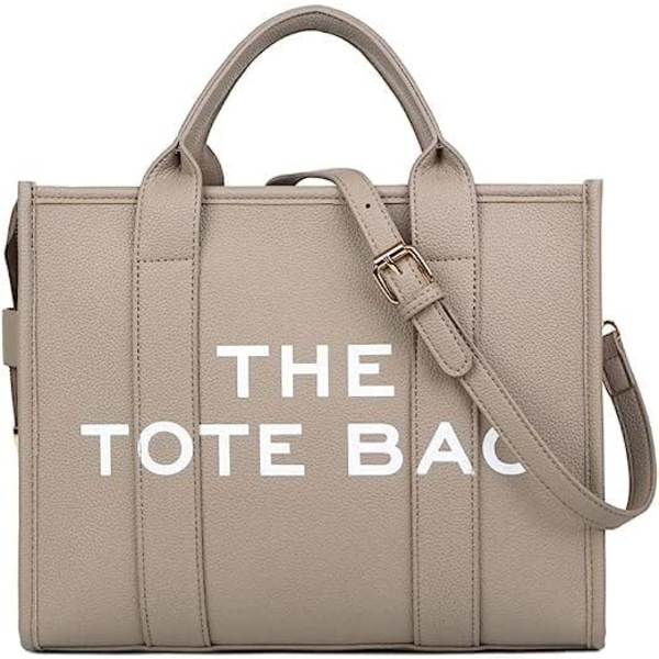 Dam Toteväska, PU Läder Tote Handväska, Axelremsväska, Crossbody Väska eller Handväska för Skola, Kontor, Resor (10,6X13X6,3 tum)-XF4-