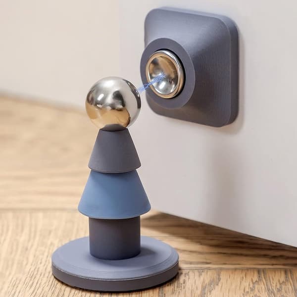 Magnetisk dørstopper i rustfritt stål, 2 stk, vegg-/gulvmontering, innendørs/utendørs, hvit