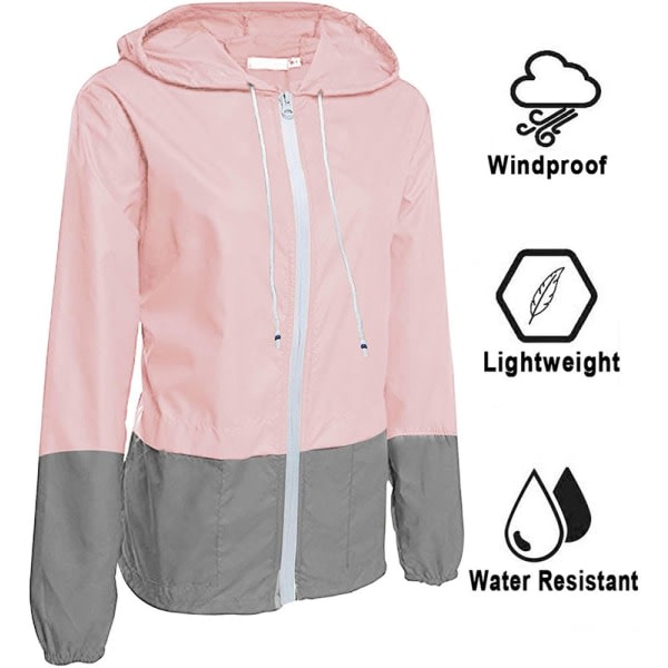 Let regnjakke Vandtæt foldbar vindjakke med ventilerende hætte Pink L