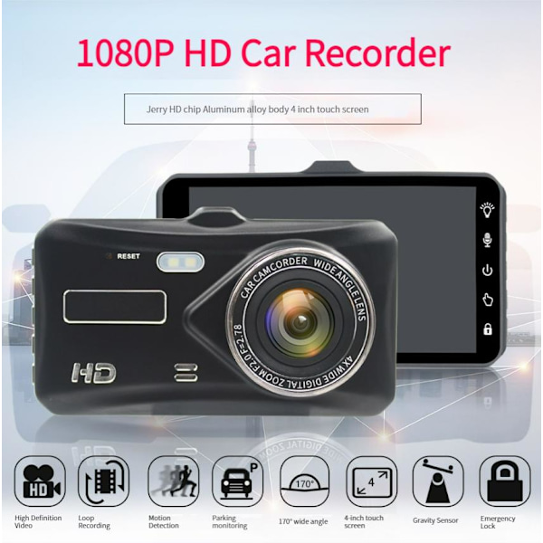 Dashcam IPS Dobbelt Objektiv 1080p Touchskærm Dashcam med 32GB kort WiFi Super Nattesyn Parkeringstilstand 170° vidvinkel tyngdekraftsensor Dashcam