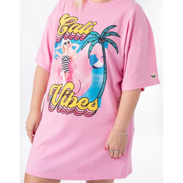 Barbie Dam/Dam Cali Vibes Oversized T-Shirt Klänning XL Past Pastell Pink XL