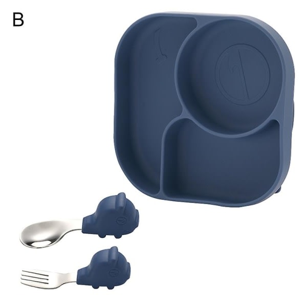 sett Middagstallerken Varmebestandig silikon for barn middagstallerken sett til hjemmet Blå B