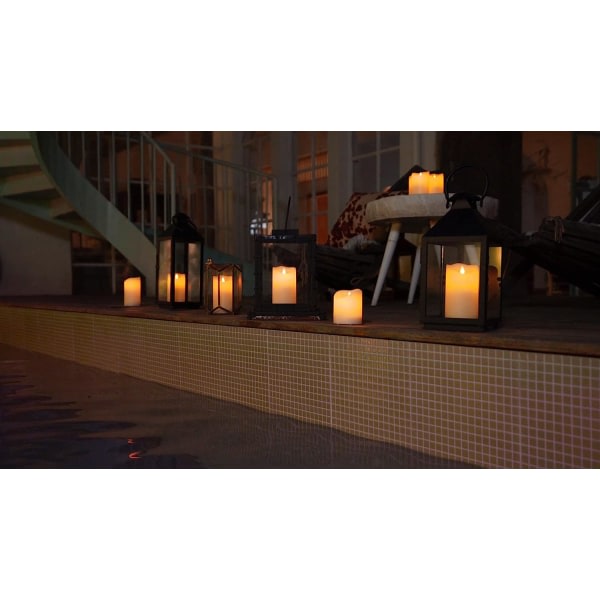 6" x 3,25" utendørs vanntäta flamlösa lys, flimrande rørlig flamme LED-lys, batteridrevet lys fjernkontroll