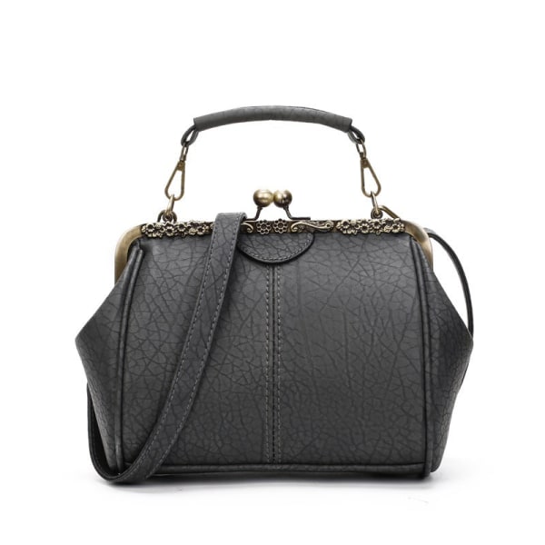 Dame Håndveske Vintage Pu Mini Pack Håndveske med klippet knapp Gray