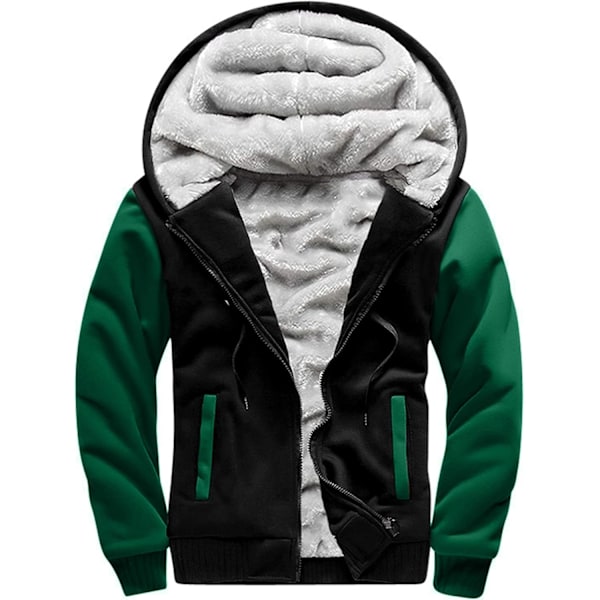 Miesten Villapaita Termo Sherpa Vuorattu Hyppytakki Talviharjoittelu Fleece Huppari Täysvetoketju Villa Lämmin Paksu Takit Ulkovaatteet 02blackgreen 02blackgreen M