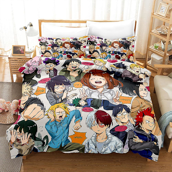 Anime Cover Hero Academia 3D-tulostettu vuodevaatesetti Pussilakan Peitto Peitto Kätevä lahja lapsille Väri 15 228x228cm