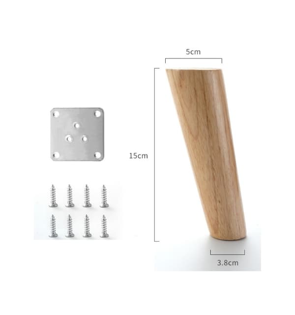 Set med 4 trämöblerben, 15 cm ersättningssofaben, Coffe-FF-