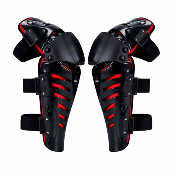 Opgraderet knäskydd Motorcykel knäskyddande knä benskyddsbeskyttelse motocrossracing (svart-rød)