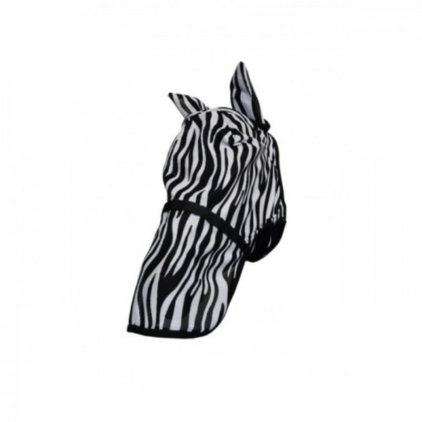 Hy Equestrian Zebra Fly Mask korvilla ja irrotettavalla nenäponilla Musta/valkoinen poni