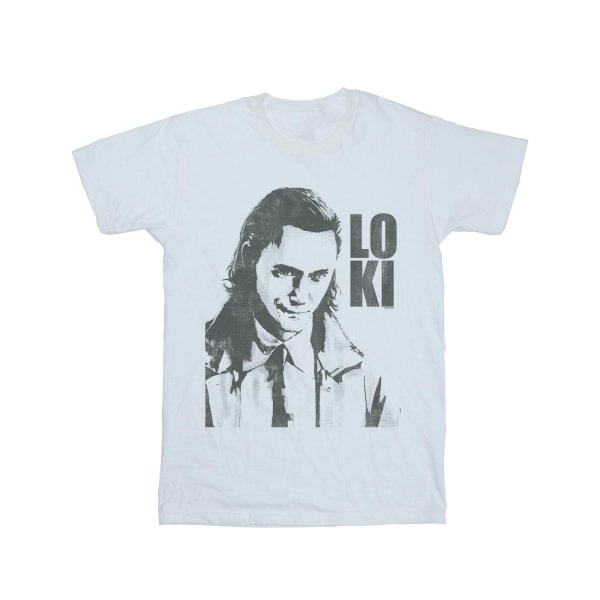 Marvel Girls Loki Head Poster Bomuld T-shirt 7-8 år Hvid 7-8 år