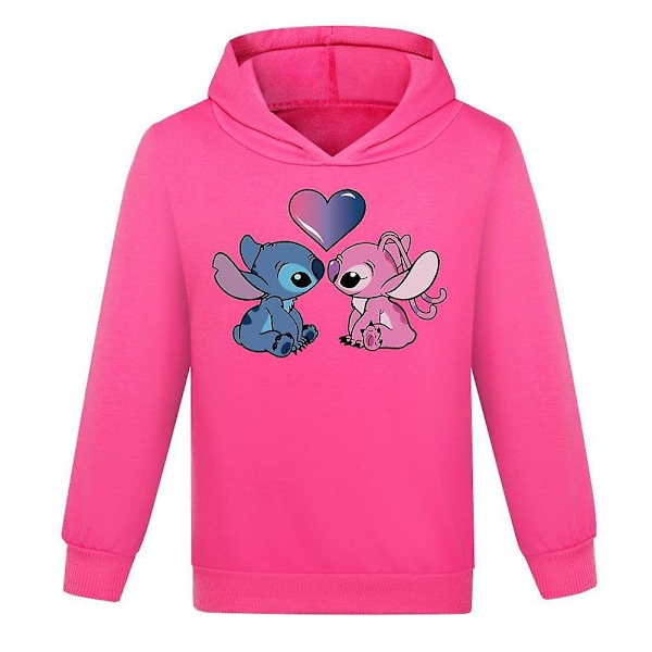 Lilo og Stitch Hettegensere Topper Barn Gutter Jenter Langærmet Casual Pullover Jumper Hettegenser Julegaver Rose Red Rose Red Rose Red 13-14 Years