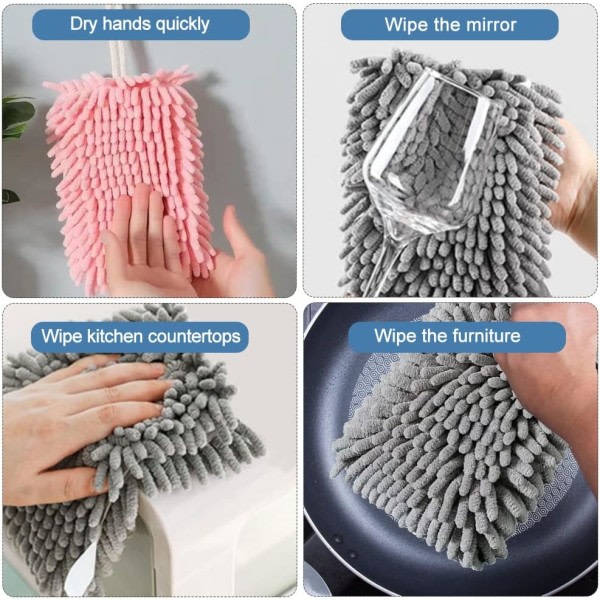Hengehåndklær - Myke og luftige mikrofiberhåndklær - Superabsorberende med hengeløkke for kjøkken og bad