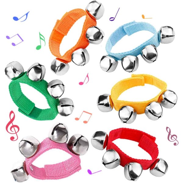 6. Slagverksinstrument, handdsklockor tai Jingle Bells Musical Rhythm Leksaker, slumpmässig färg
