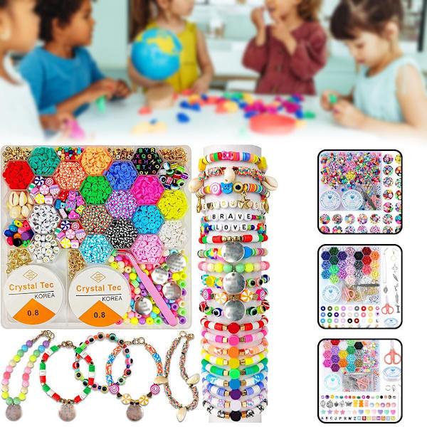 DIY Färgglada Pärlor Set Handgjorda Pärlarmband Tillbehör för Barn Flickor 5205PCS