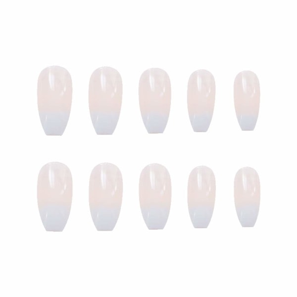 Nude Gradient White False Nails Blanke Medium længde falske negle