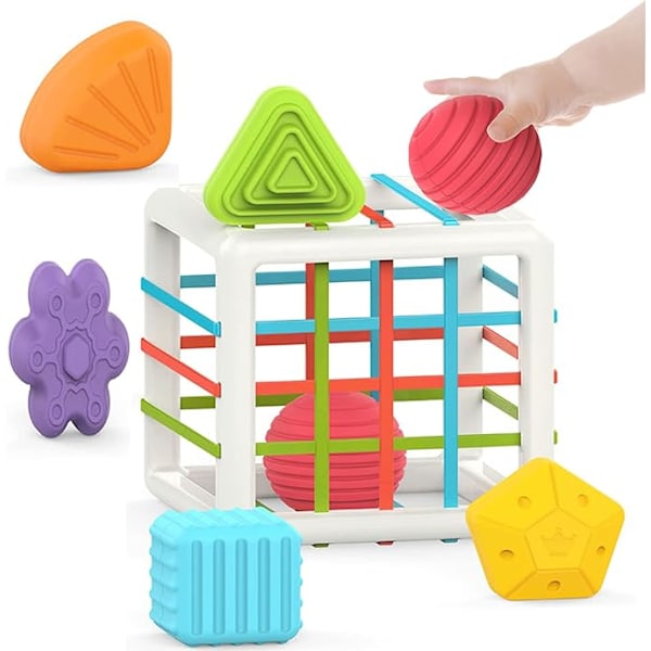 Leker for 1-åringer, Baby Sorter Leke Fargerik Kube og 6 stk Mult