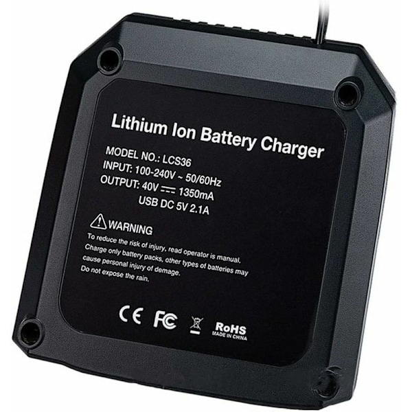 LCS36 LCS40 erstatningslader til Black & Decker 36V 40V Max. Lithiumbatteri LBXR36 LBX36 LBXR2036 LBX1540 LBX2040 LBX2540 LSW36 LST136 LHT2436.