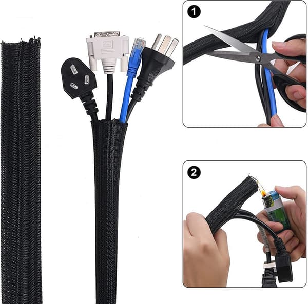Kabelorganisatorsæt Velcro Selvlukkende Kabelstrømpe 3m 14 mm til Computer Bil Skrivebord