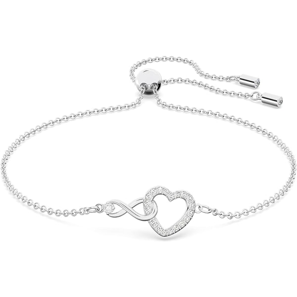 Silverarmband för kvinnor, Love Heart Armband Shiny Crystal Diamond Justerbart Heart Armband for Women Girls
