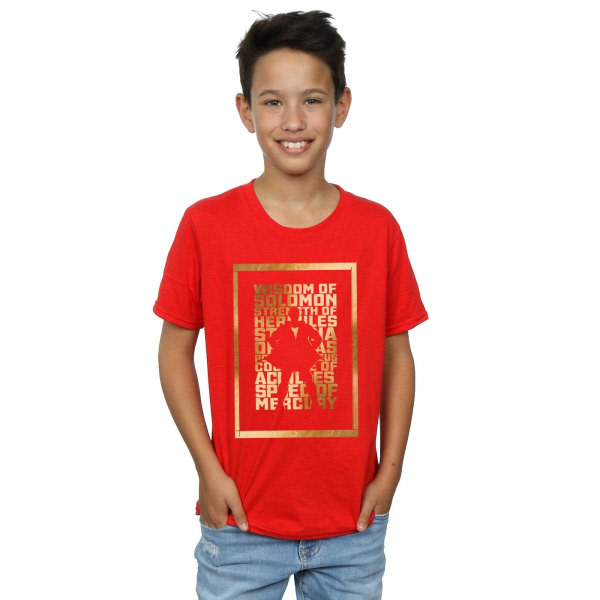 DC Comics Boys Shazam Gold Text T-Shirt 7-8 år Rød 7-8 år