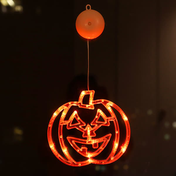 Halloween sugekop lyskæde, græskar heks flagermus edderkop spøgelse orange glød Ghost face