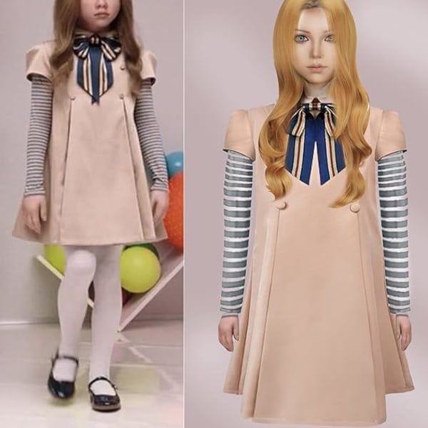 Barndraktklänning med peruk Halloween docka kostym Cosplay Set