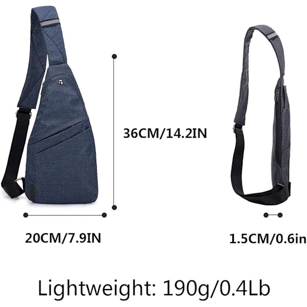 Antistöld Crossbody Personlig Pocket Sling Bag Lättvikts ryggsäck med bröstaxel för vandring