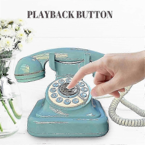 Audio Gästtelefon Retro Rotary Audio Gästbok Telefon Meddelandeinspelare Vintage Telefon - Bra - Perfekt Blue