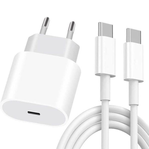 25W USB-C hurtigladdare + 20W 1M USB-C til USB-C-kabel for iPhone 15 Pro Max - 15 Plus - 15 Pro - 15