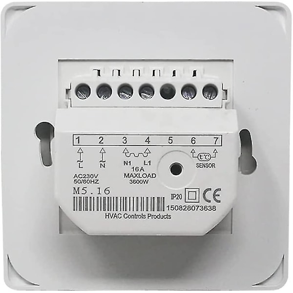 Manuell elektrisk gulvvarme termostat med AC 220v 16a sensor, mekanisk gulvvarme termostat regulator [energiklasse A+++] (x)