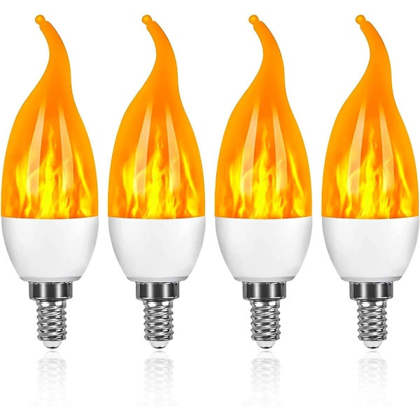 E14 LED-lamppu, 3 Watin LED-liekkilamppu 3 valaistustilalla, 1800k vintage-koristelamput - 4 kpl -XF3-