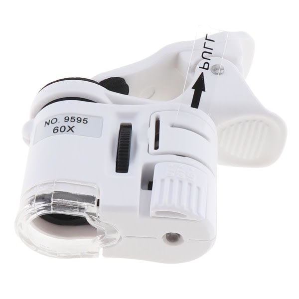 60X Mini Portable Multifunction Clip-on Mikroskop med LED-ljus och UV Fake