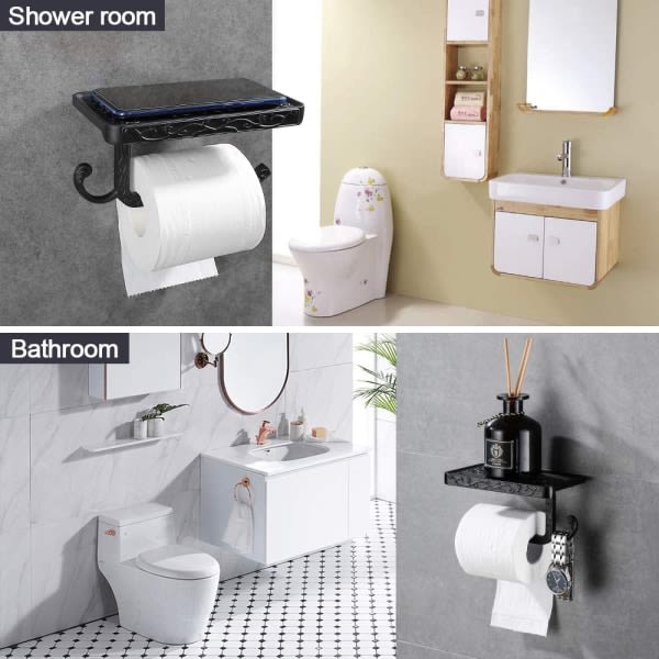 WC-paperiteline Seinään kiinnitettävä wc-paperiteline (musta)