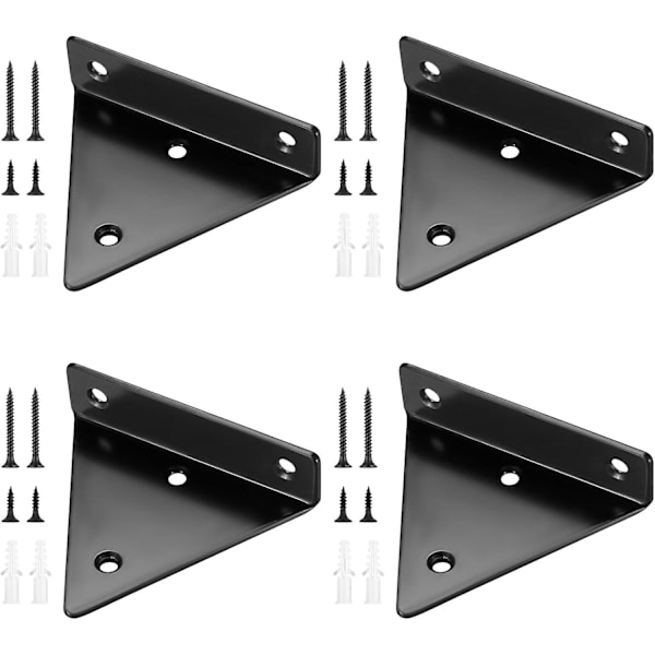 4-pack flytande hyllfästen, osynliga triangulära väggfästen, dolda väggfästen för hyllor, svarta-XF4-