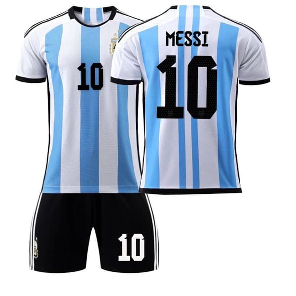 Argentina Messi Premium Fodboldtrøje 2022 med 3 stjerner-FF- XL