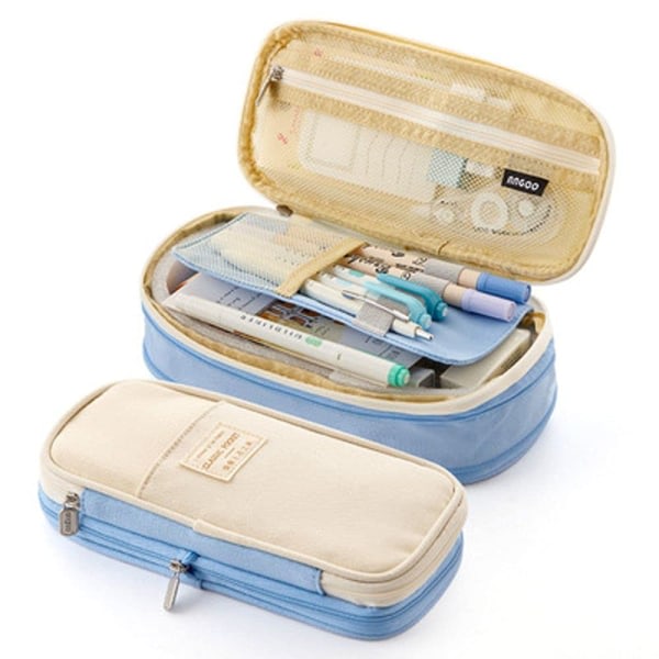 Canvas Case, Koulumatkalaukut Penaalilaukku Taitettava lyijykynäpussi opiskelijoille Classic Pocket Cosmetic Bag Case kynäteline (vaaleansininen)
